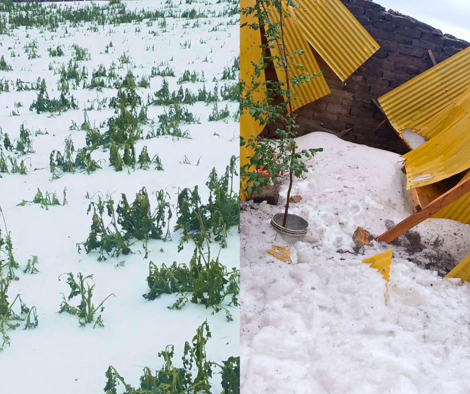 Fenómeno climático registrado en la comunidad de Puyo, provincia Chayanta, Potosí. Foto: Radio América.