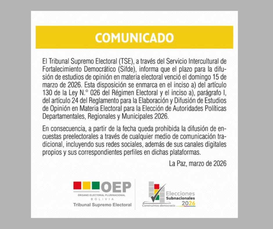 Comunicado TSE. Foto: TSE.