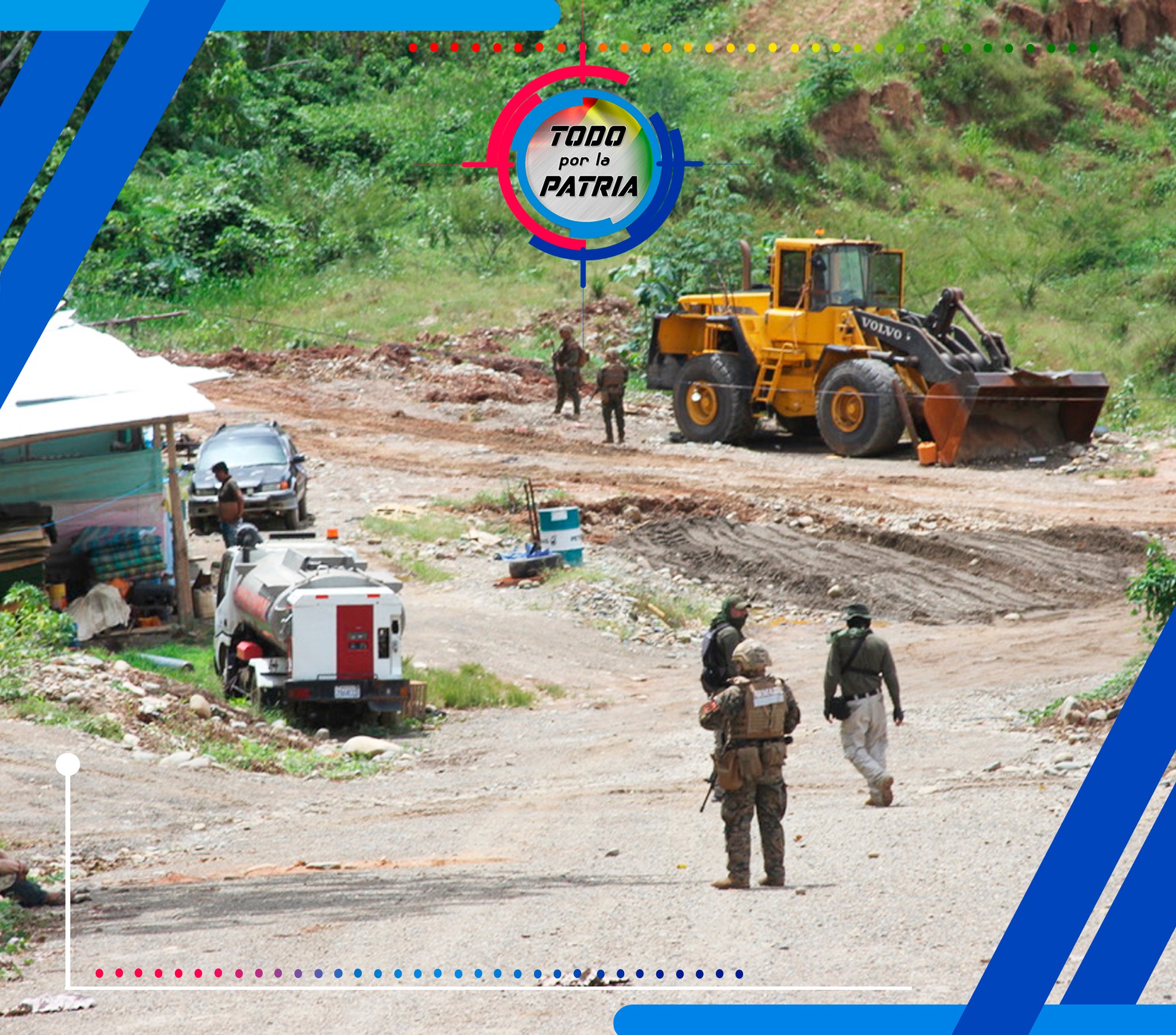 Operativo desarrollado contra la minería ilegal en la desembocadura del río Quendeque y el río Beni. Foto: Armada Boliviana.