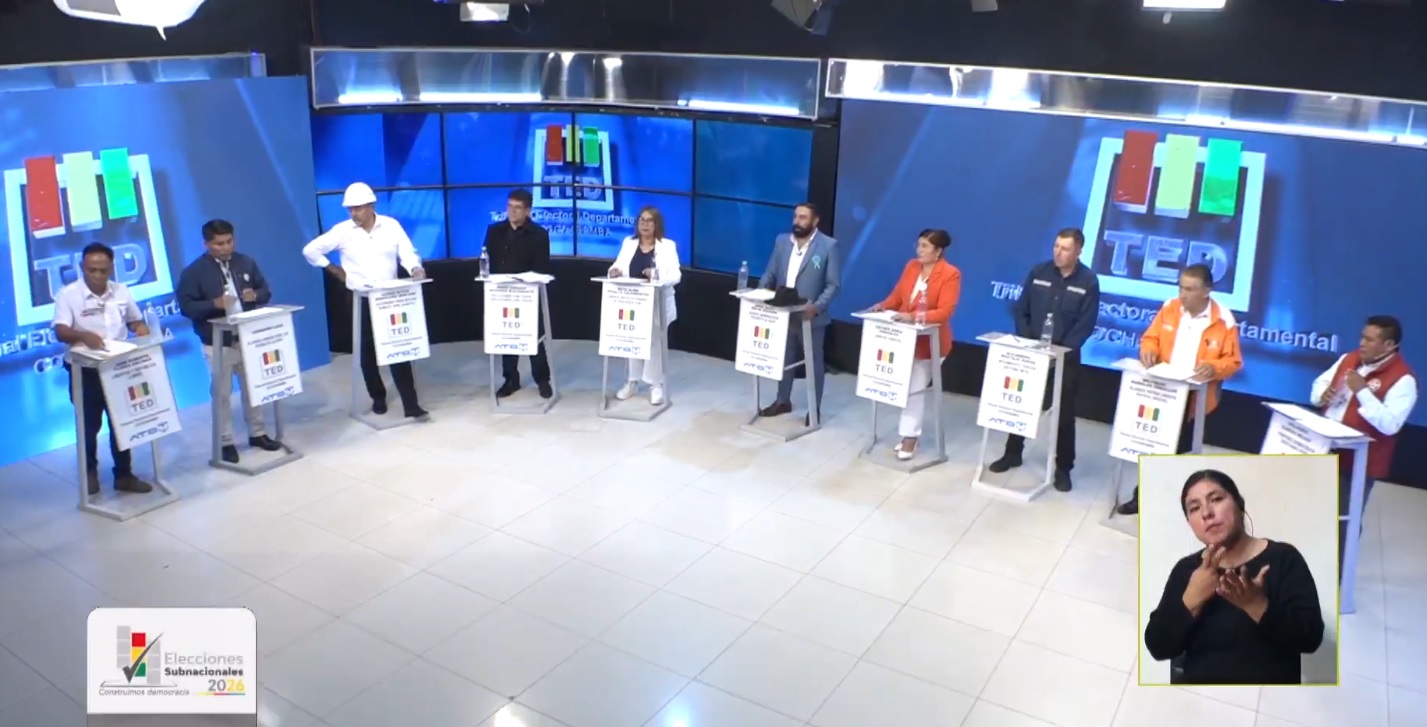 Debate de candidatos a la Gobernación de Cochabamba. Foto: captura video