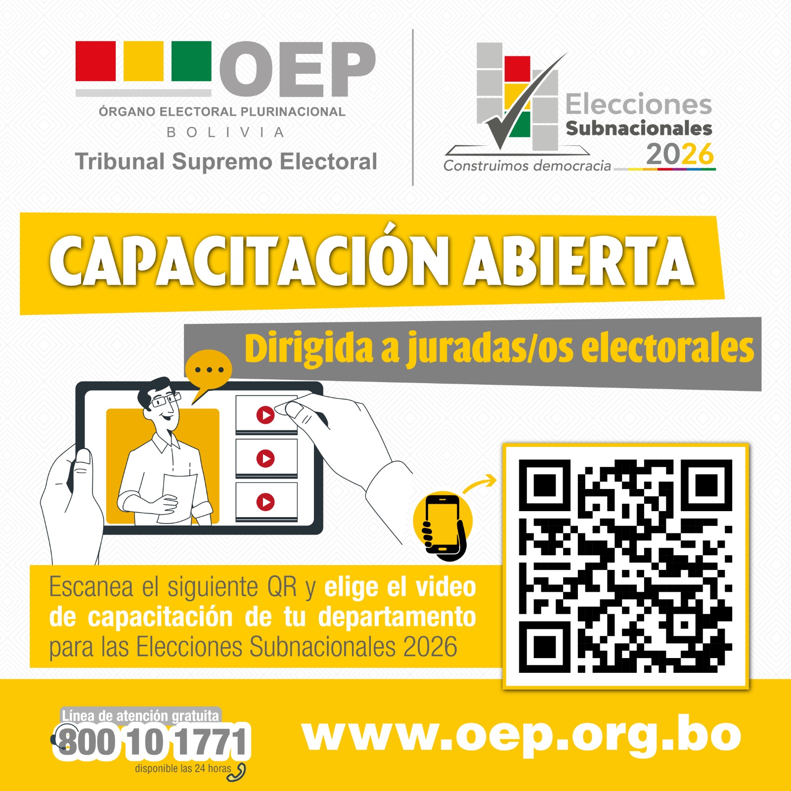 Imagen de donde puede escanear el código QR para acceder a los videos si es jurado electoral en las elecciones subnacionales. Foto: TSE.