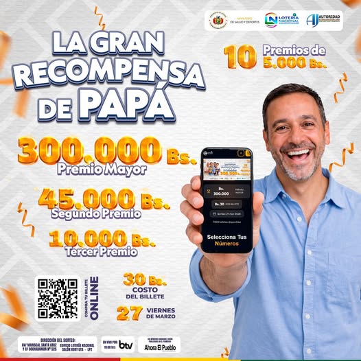Afiche promocional de “La Gran Recompensa de Papá”. Foto: Lotería Nacional.