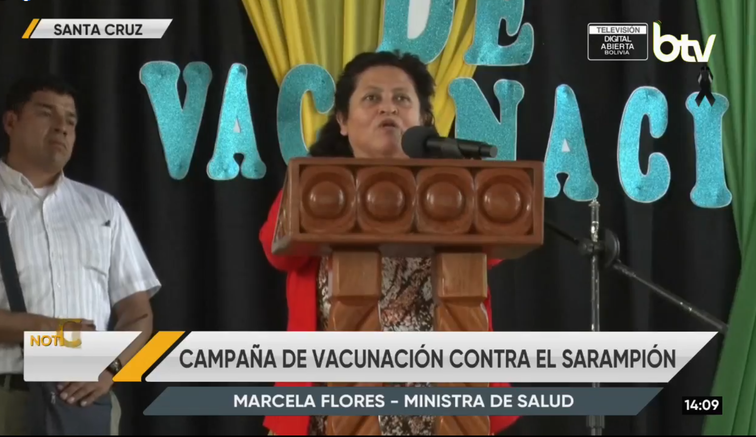 Ministra de Salud, Marisela Flores, lanza Campaña de Vacunación contra el Sarampión. Foto: Captura BTV.