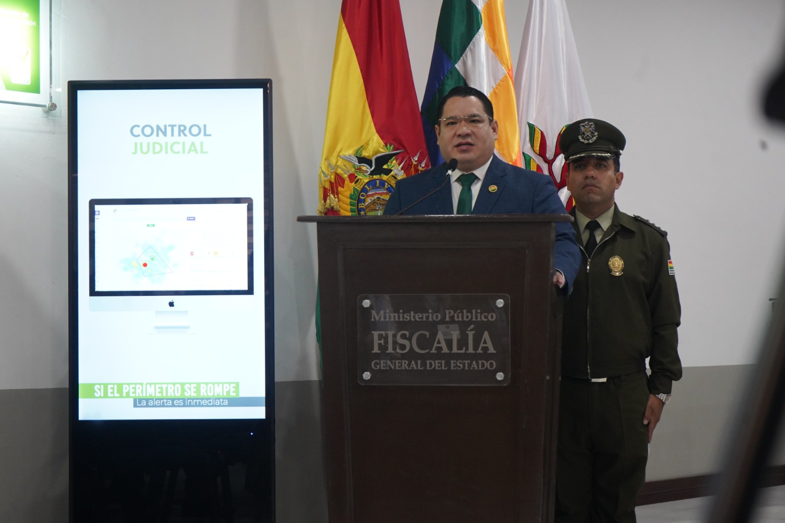 Presentación del Sistema de Vigilancia Digital de Medidas Cautelares ROMA–ARGO. Foto: Fiscalía General del Estado.