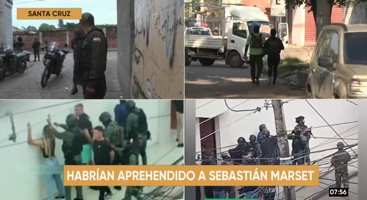 Reporte de presunta captura del narcotraficante uruguayo, Sebastián Marset. Foto: Captura Bolivia Tv.