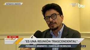 Entrevista al canciller Fernando Aramayo desde EEUU. Foto: Captura BTV