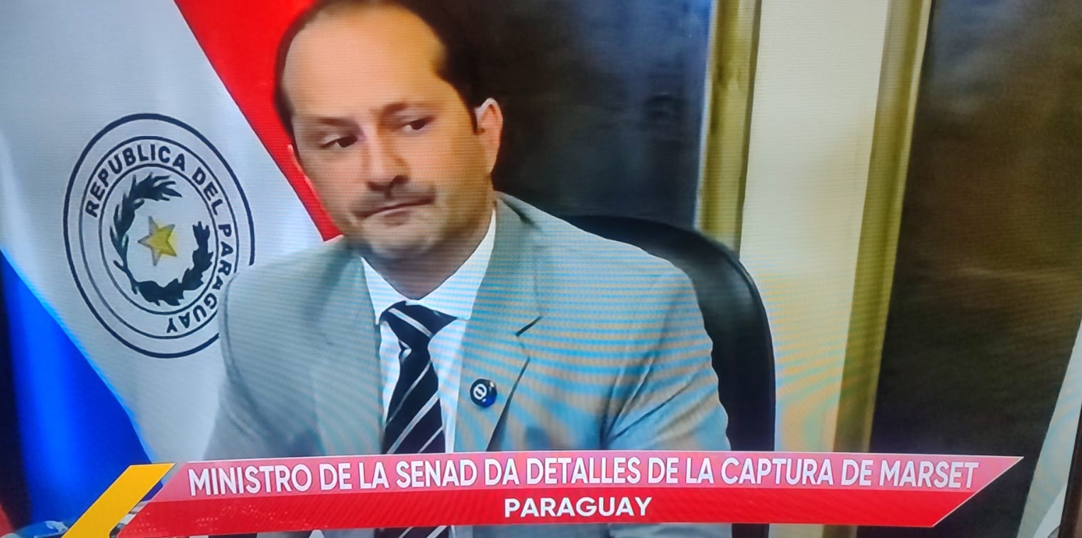 El ministro de la Secretaría Nacional Antidrogas (SENAD) de Paraguay, Jalil Rachid, en conferencia de prensa. Imagen: Captura.