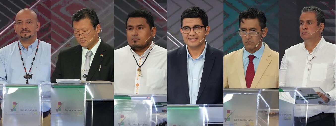 Primer bloque de candidatos a la Gobernación de Santa Cruz. Foto: Comp. ABI