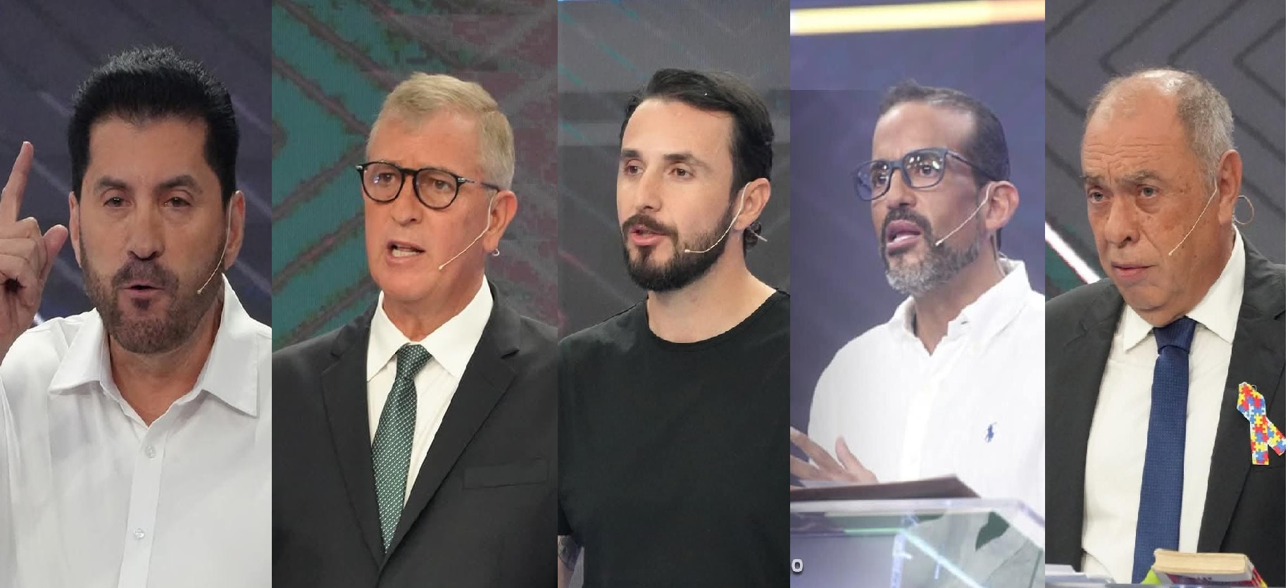 Segundo bloque de candidatos a la Gobernación de Santa Cruz, durante el debate organizado por el TSE. Foto: Comp. ABI.