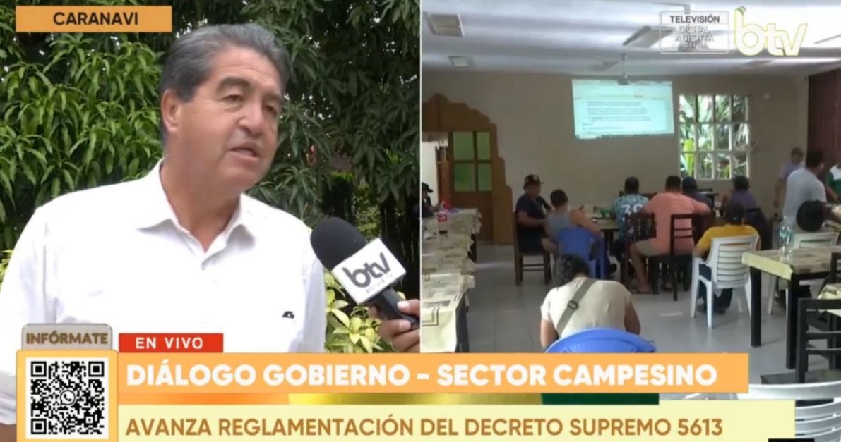 El viceministro de Régimen Interior y Policía, Hernan Paredes, en Caranavi. Imagen: Captura Bolivia Tv.