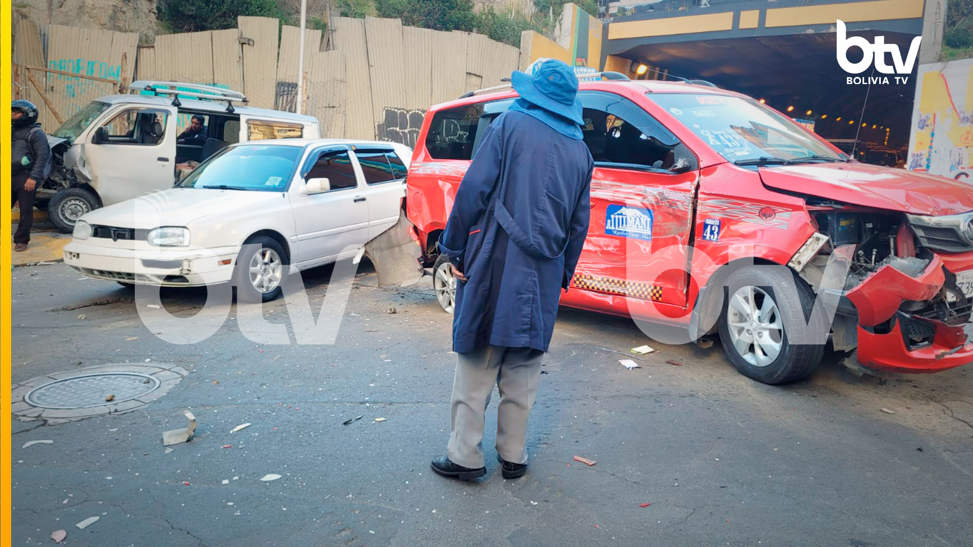El hecho provocó congestión vehicular en la zona de Sopocachi. (Foto: BTV)