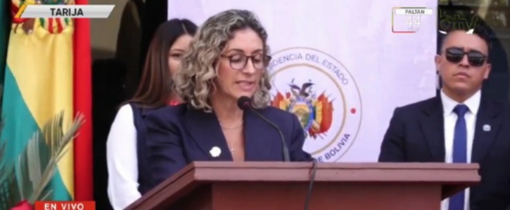 La primera dama de la nación, María Elena Urquidi. Imagen: Captura Bolivia Tv.