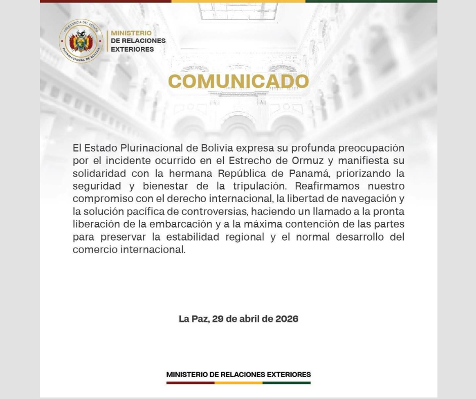 Comunicado Ministerio de Relaciones Exteriores.