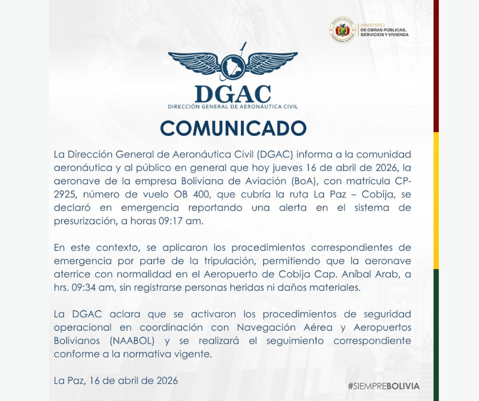 Comunicado de la DGAC.