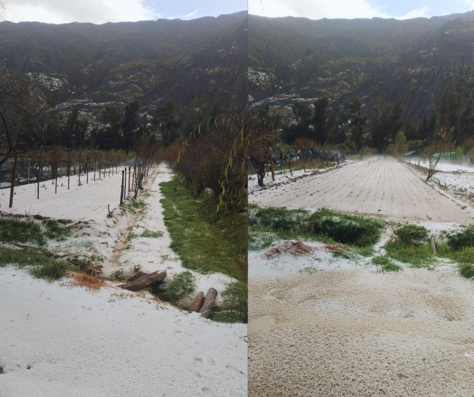 Granizada registrada en Huajchilla. Foto: Reforesta.