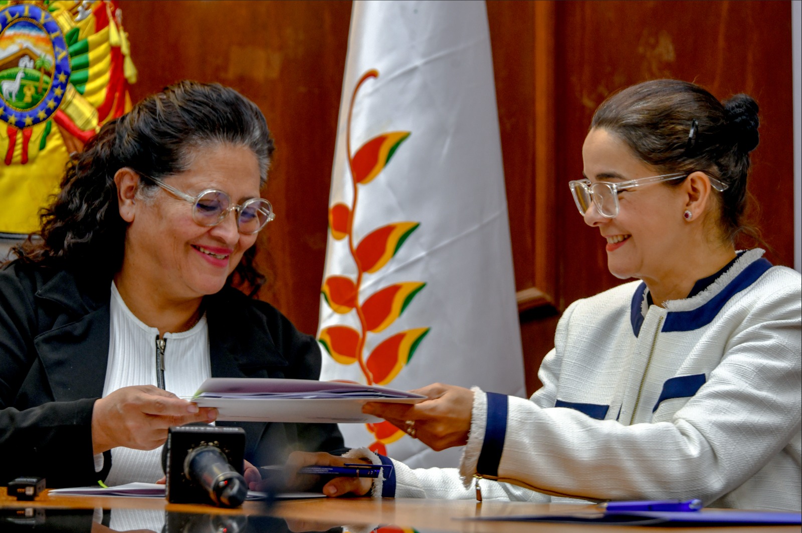 Firma de acuerdo entre el Ministerio de Salud y el PNUD en La Paz. Foto: Ministerio de Salud y Deportes.