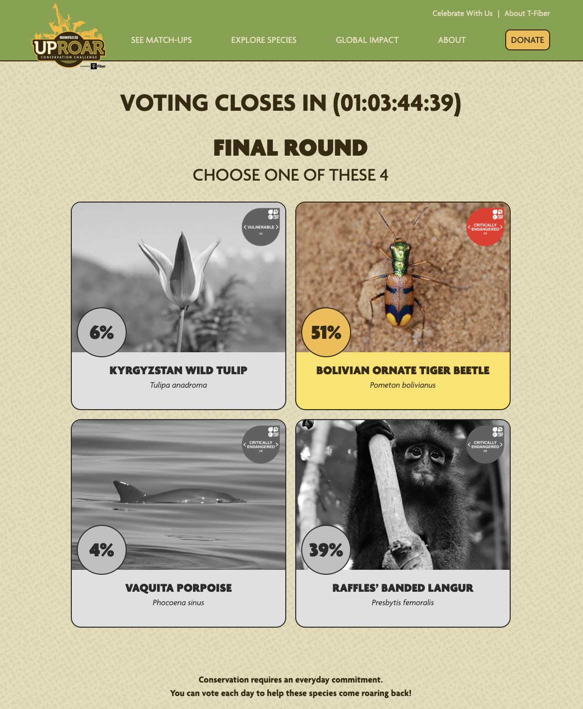 Votación certamen internacional Zoológico de Indianápoli. Foto: Captura.