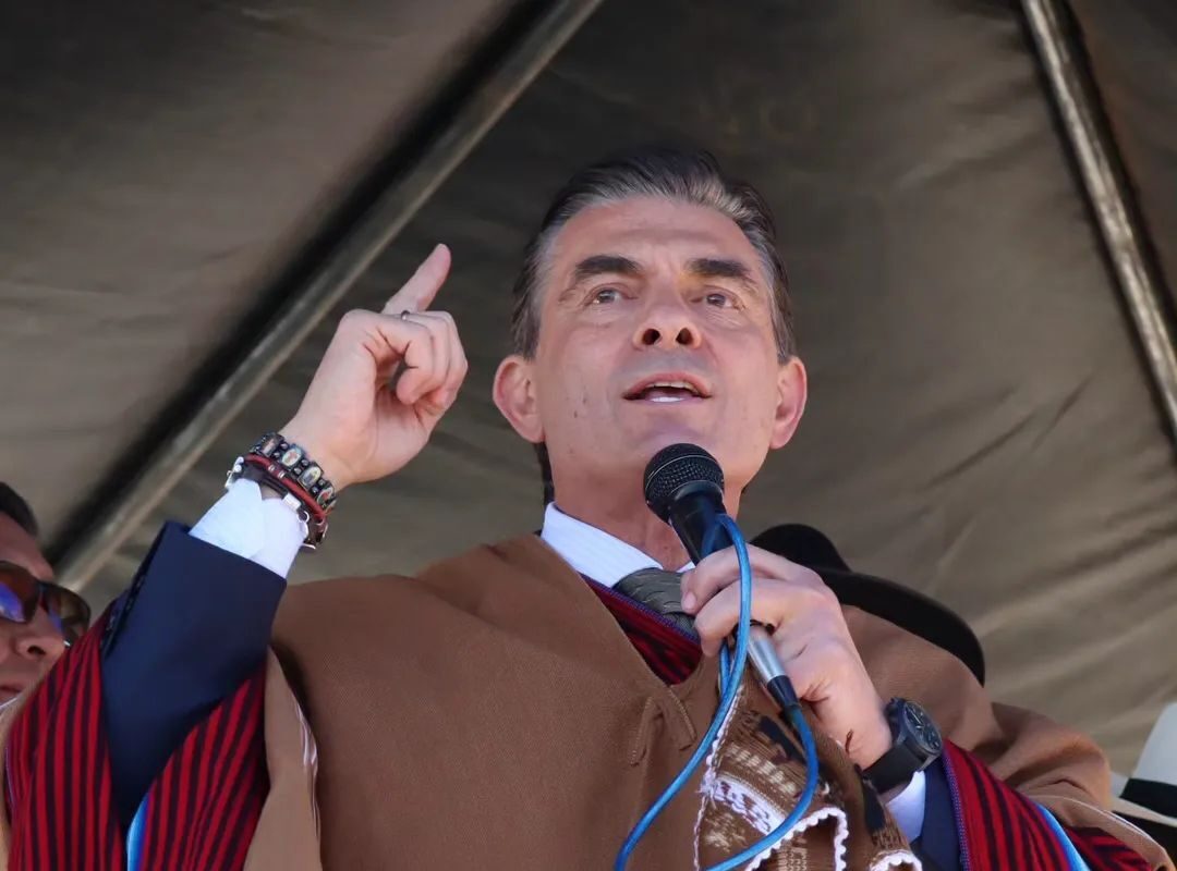 El presidente de Bolivia, Rodrigo Paz, durante su discurso en El Alto.
