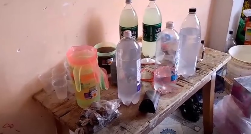 Bebidas alcohólicas encontradas en el inmueble. Foto: Cadena A