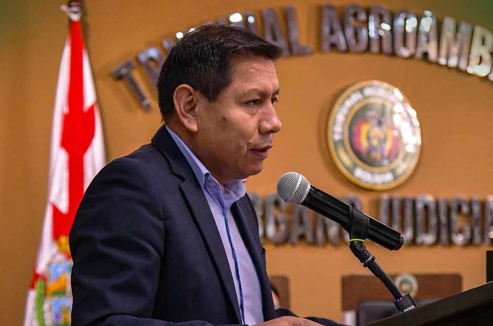 El decano del Tribunal Agroambiental, Víctor Hugo Claure Hinojoza. Foto: TA