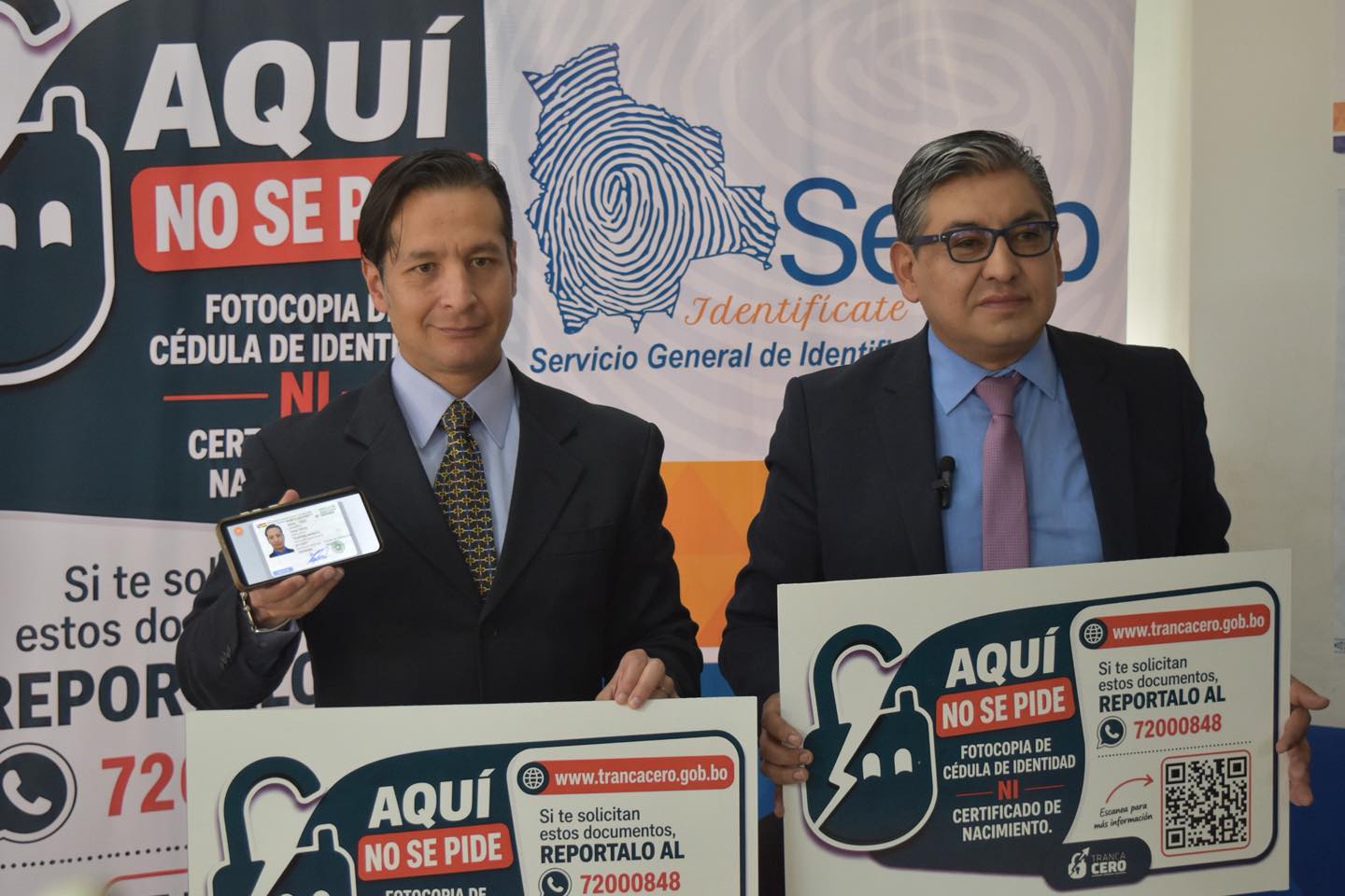 El Segip en el acto oficial para el uso de la cédula de identidad digital en Bolivia. Foto: Segip.