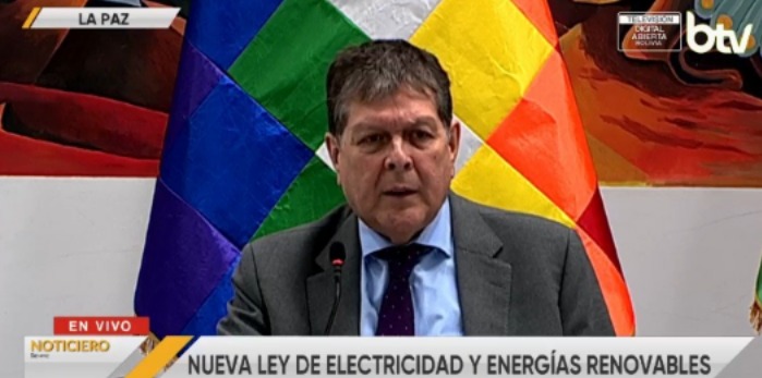 El ministro de Hidrocarburos y Energías, Marcelo Blanco. Imagen: Captura Bolivia Tv.