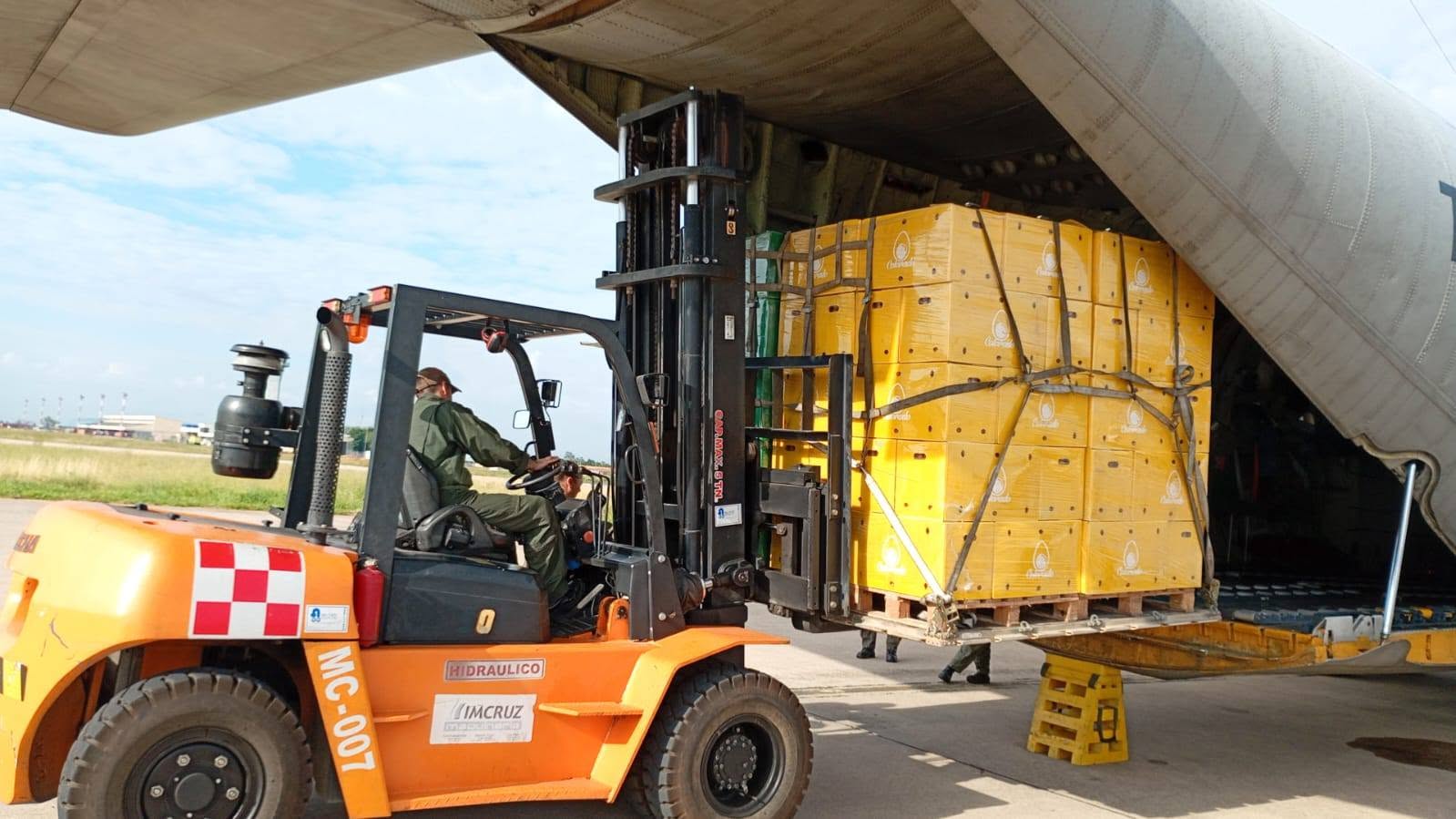 Vuelo que transportó huevo desde Santa Cruz a La Paz. Foto: Viceministerio de Defensa Civil.