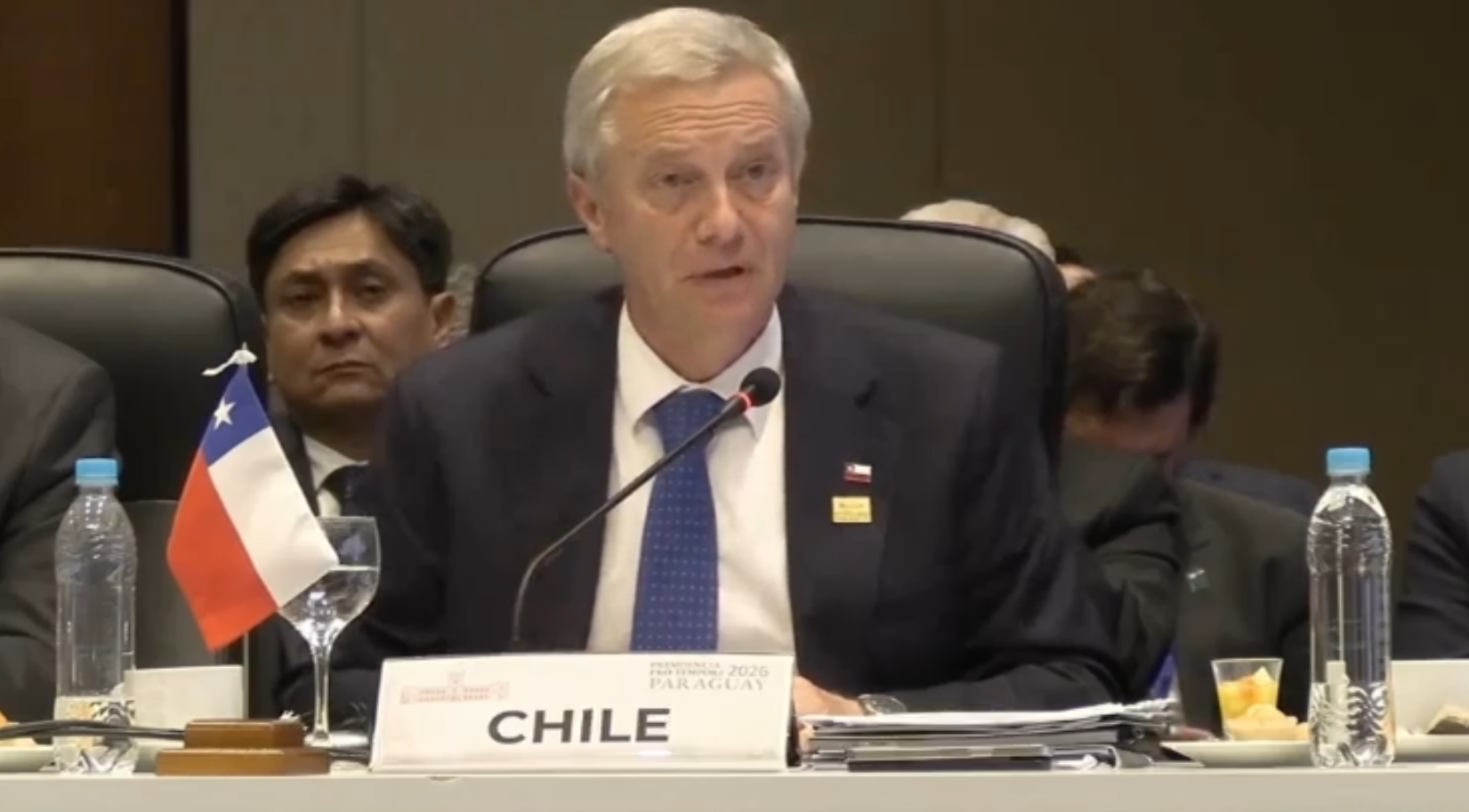 Presidente de Chile, José Antonio Kast, en la Cumbre de Jefes de Estado del Mercosur. Foto: Captura.