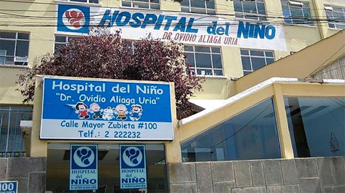 Frontis del edificio del Hospital del Niño en la ciudad de La Paz. Foto: Archivo.