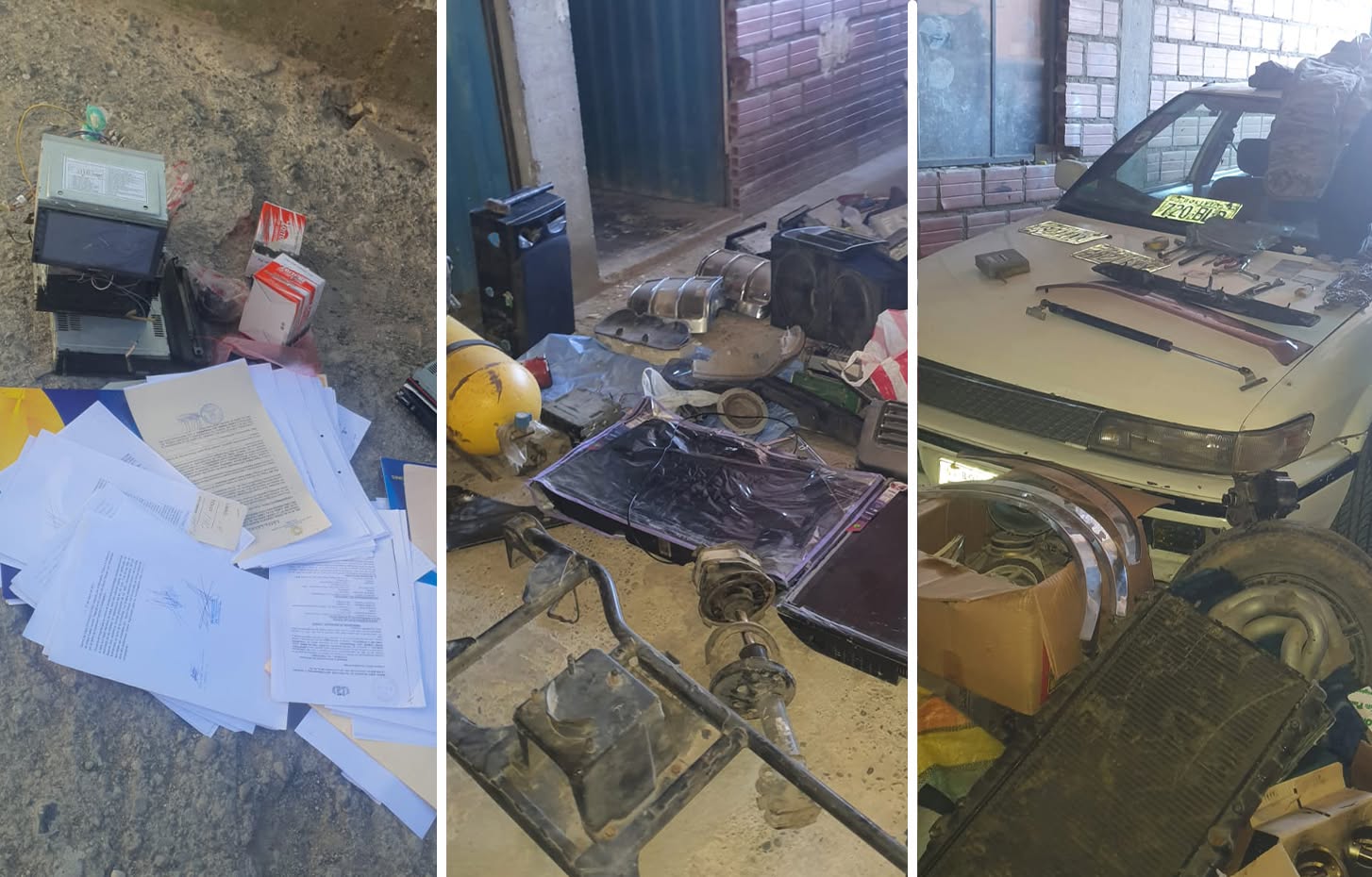 Las autopartes encontrados durante el operativo. Foto: Diprove