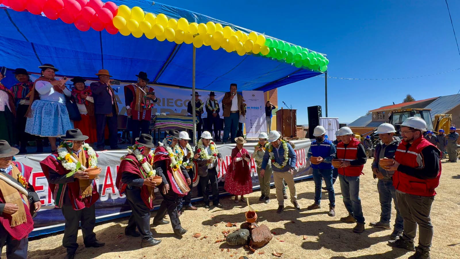 El acto de inicio de obras en Guaqui, La Paz, Foto: MDPRyA.