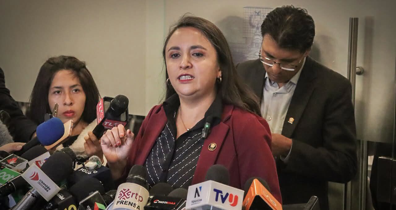 La legisladora Cecilia Vargas en conferencia de prensa. Foto: Cámara de Diputados.