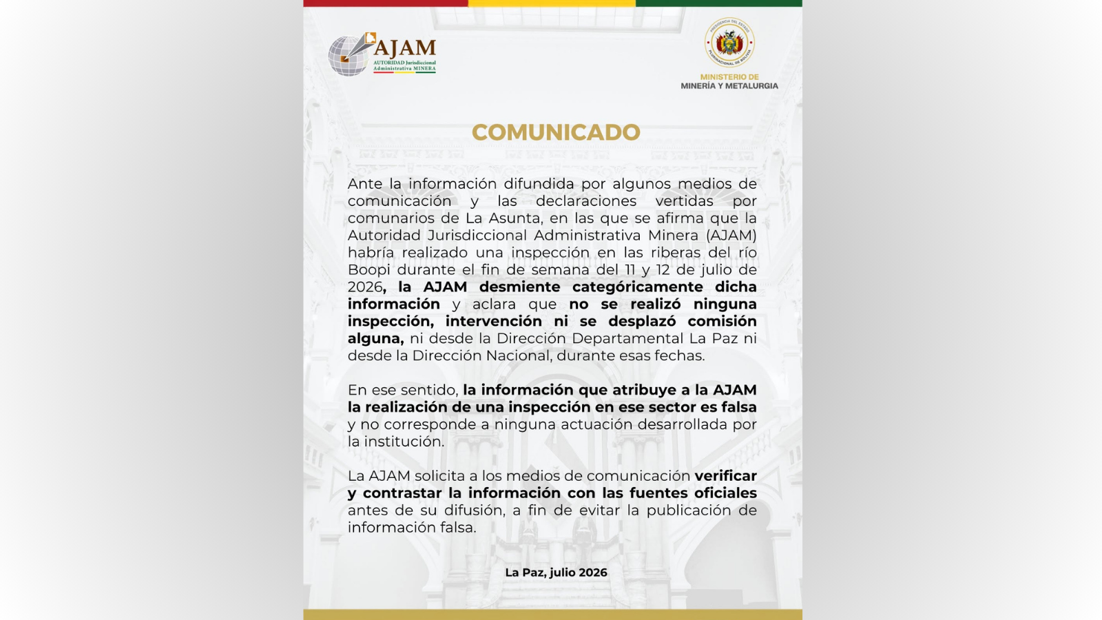 Comunicado de la AJAM.