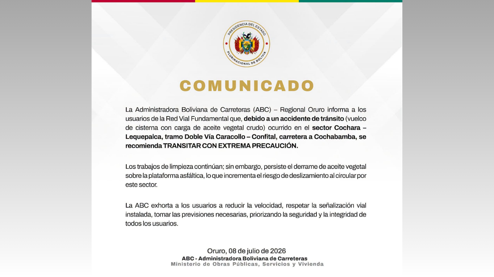 Comunicado de la ABC.