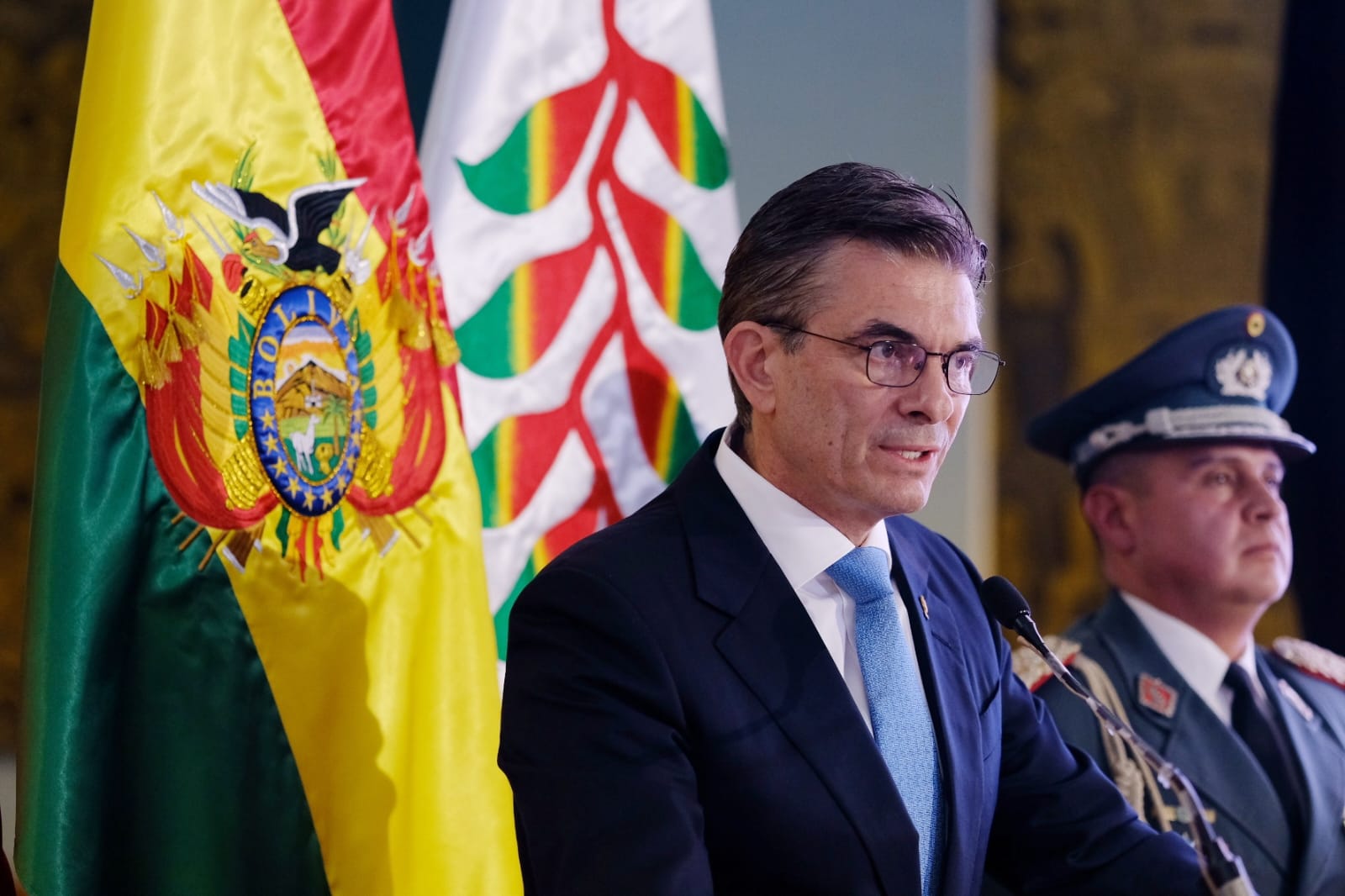 El presidente Rodrigo Paz Pereira durante un acto en la Cancillería. Foto: Oficina del Presidente.