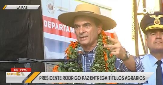 El presidente Rodrigo Paz realizó el anuncio en Chulumani.