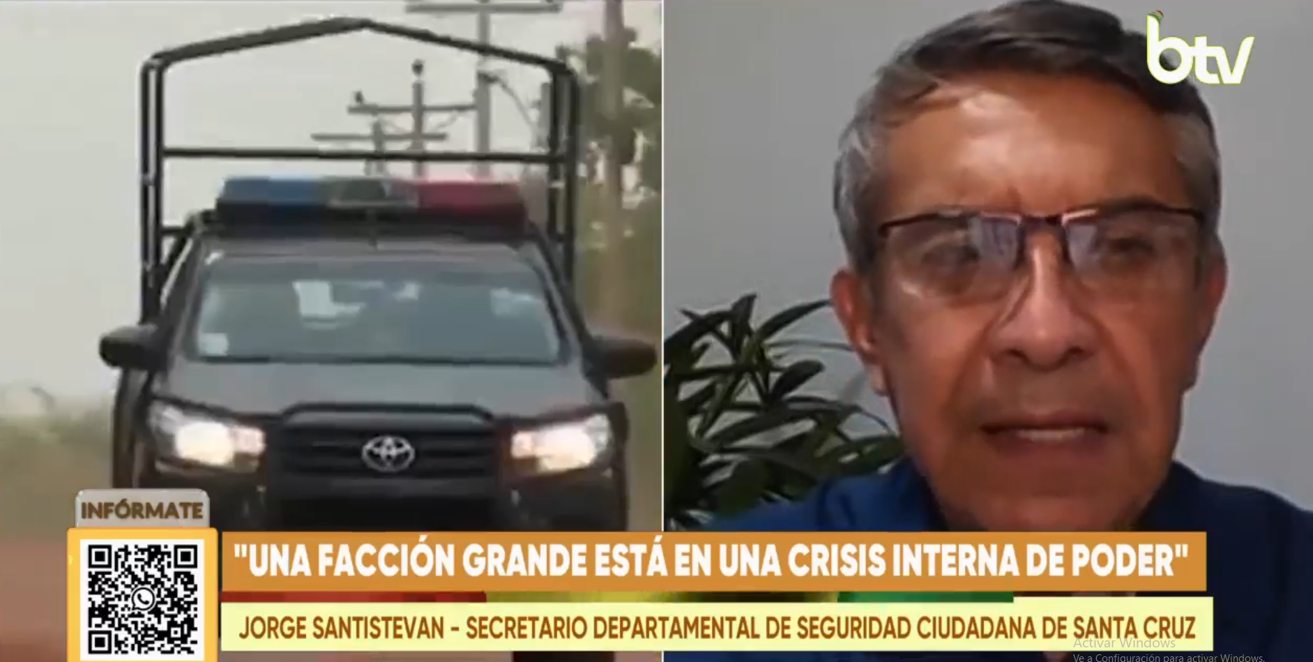 Entrevista con el director departamental de Seguridad Ciudadana de Santa Cruz, Jorge Santiesteban. Foto: Captura Bolivia Tv.