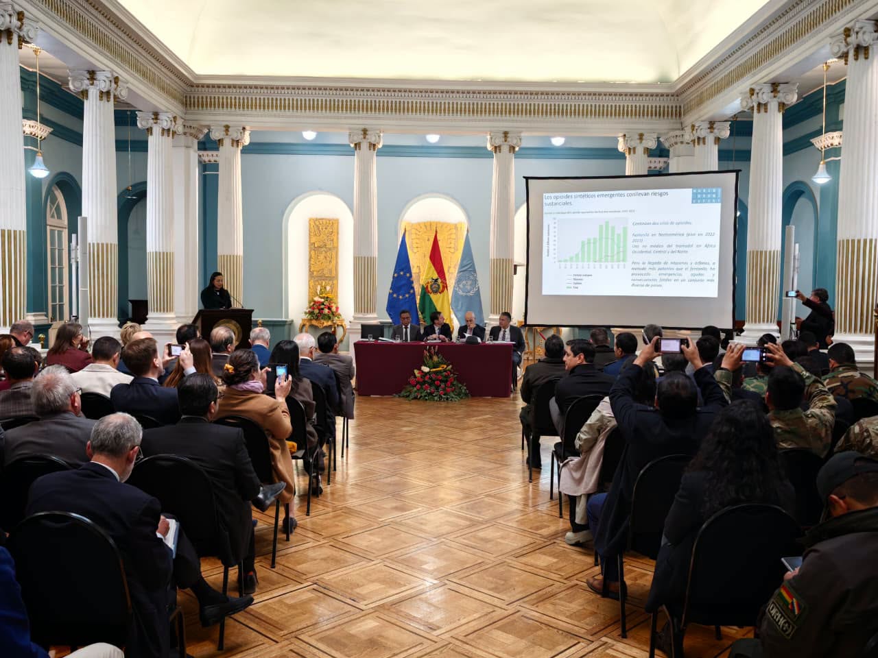 Presentación de informe de la UNODC sobre validación de drogas destruidas en 2025. Fotos: Ministerio de Defensa.