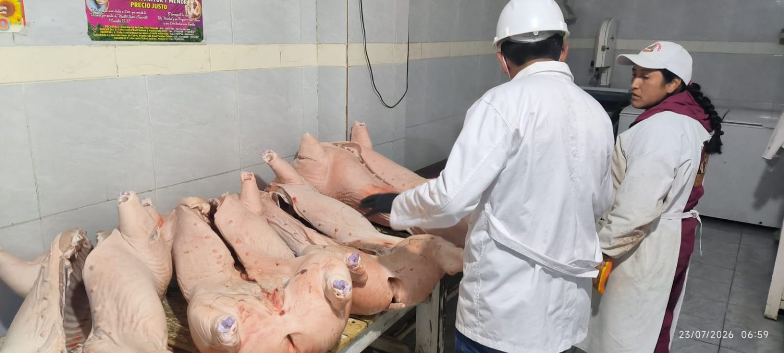 Local de venta de carne de cerdo en El Alto. Foto: Gamea.