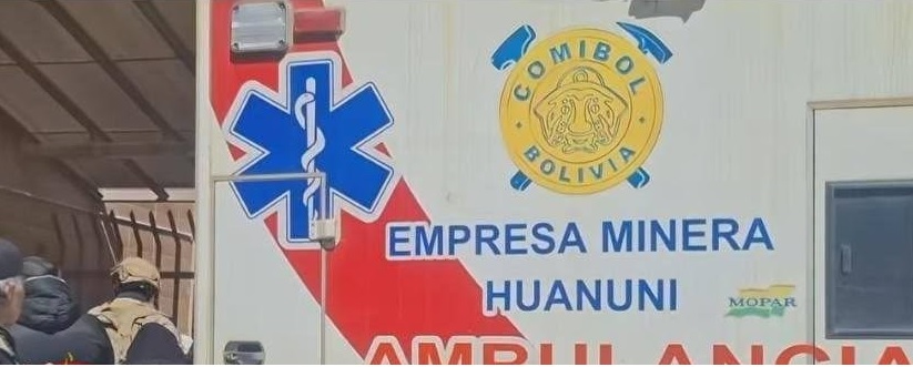 Una ambulancia de la empresa minera Huanuni. Foto: captura video
