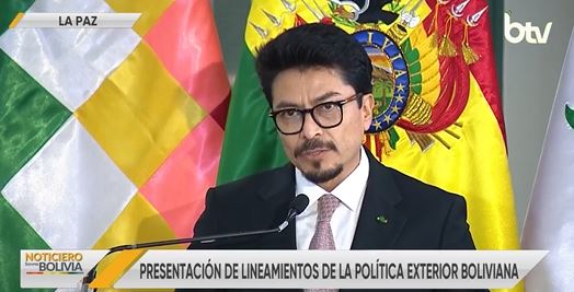 El canciller Fernando Aramayo, durante la presentación de los lis lineamientos de la política exterior del país.