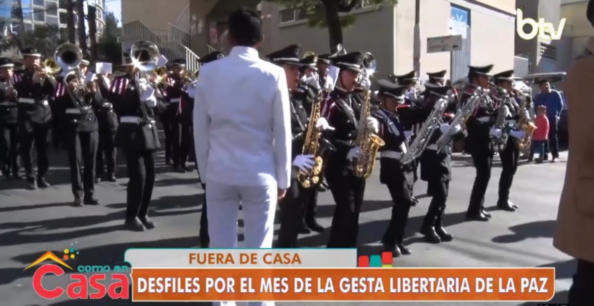 El desfile cívico en el macrodistrito sur de La Paz. Imagen: Captura Bolivia Tv.