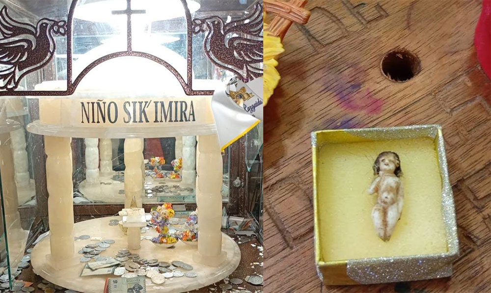 El estado en que quedó el santuario del Niño Sik’imira tras el robo. Foto: redes sociales