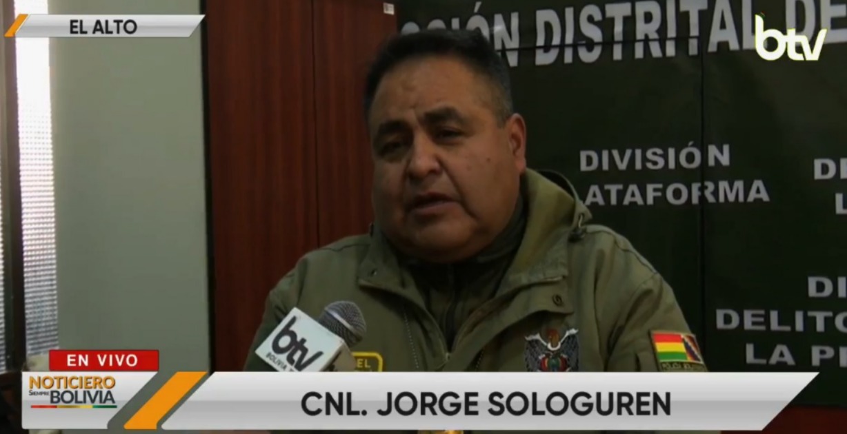 El director de la Felcc de El Alto, Jorge Sologuren, en contacto con Bolivia Tv. Imagen: Captura.