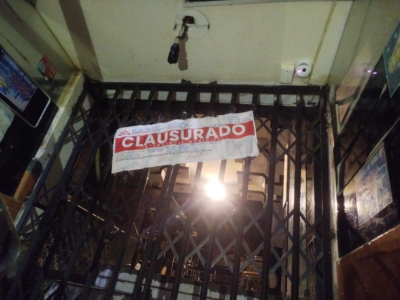 Una de las discotecas clausuradas en la Ceja de El Alto. Foto: Gamea.