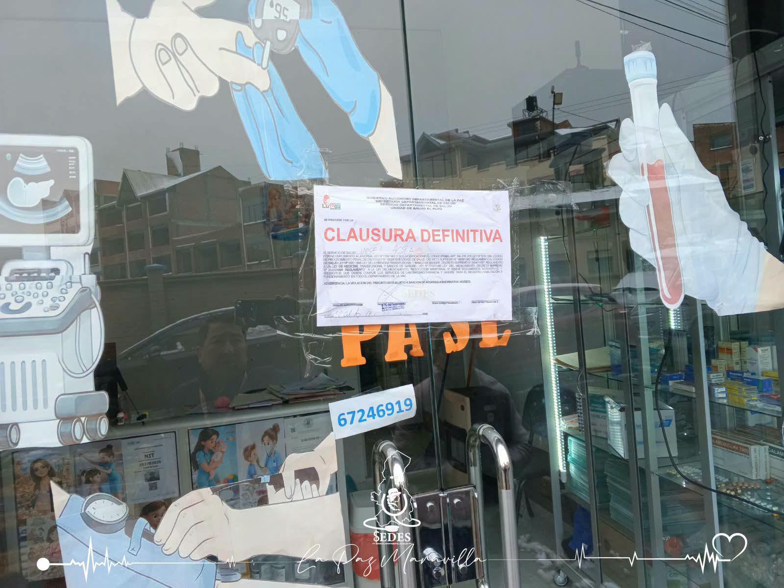 Centro de salud clausurado en la ciudad de El Alto por el Sedes. Fotos: Sedes de La Paz.