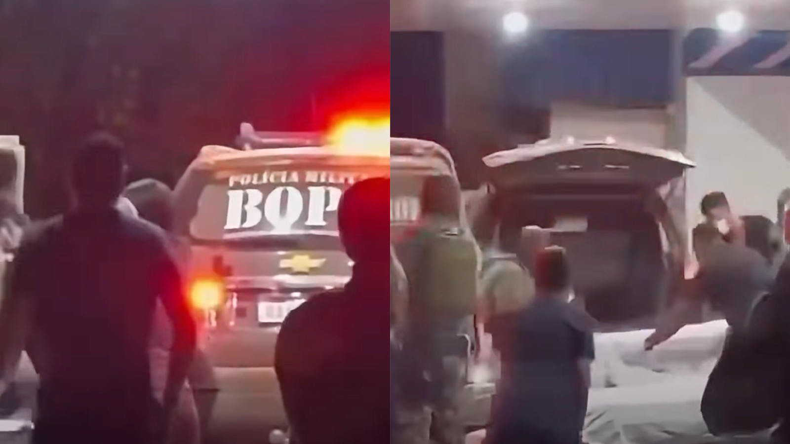 Momento en el que el BOPE traslada hasta un hospital a las cuatro persona abatidas a tiros. Foto: Captura RR.SS.