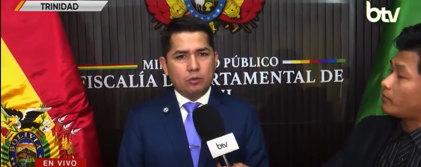 Fiscal departamental del Beni, Alexander Mendoza, en entrevista con Bolivia Tv. Foto: Captura.