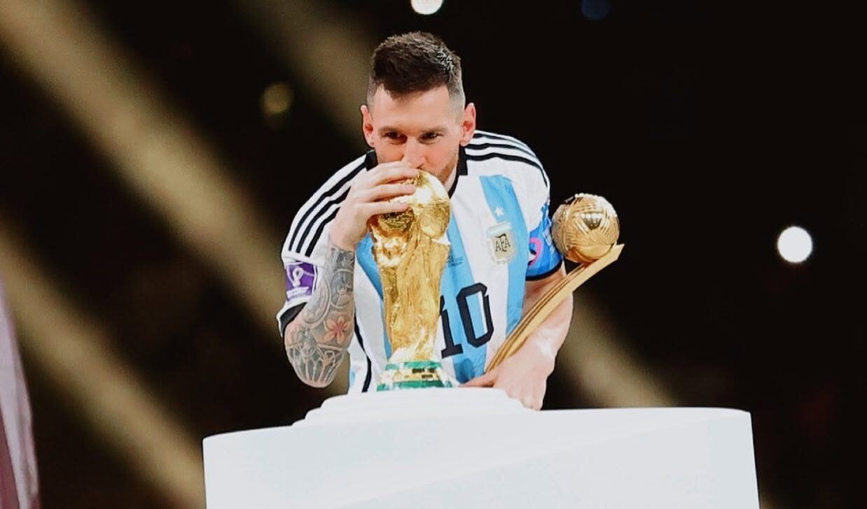 Lionel Messi cuando Argentina ganó el Mundial 2022. Foto: Lionel Messi.