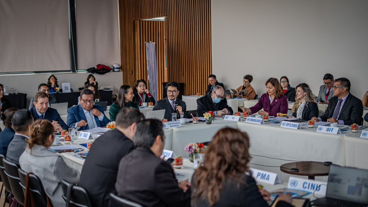 Reunión entre el Gobierno nacional y la ONU desarrollada este martes. Fotos: Ministerio de la Presidencia.